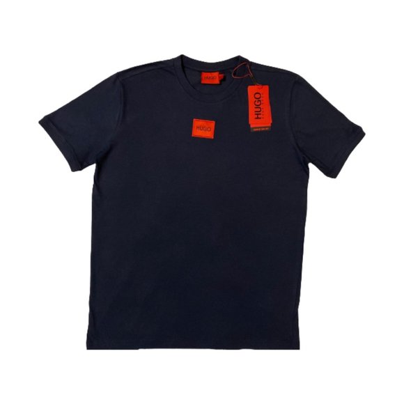 NWT HUGO BOSS Men's Black Crew-neck T-Shirt With Red logo label Size S, M, L - Picture 2 of 6